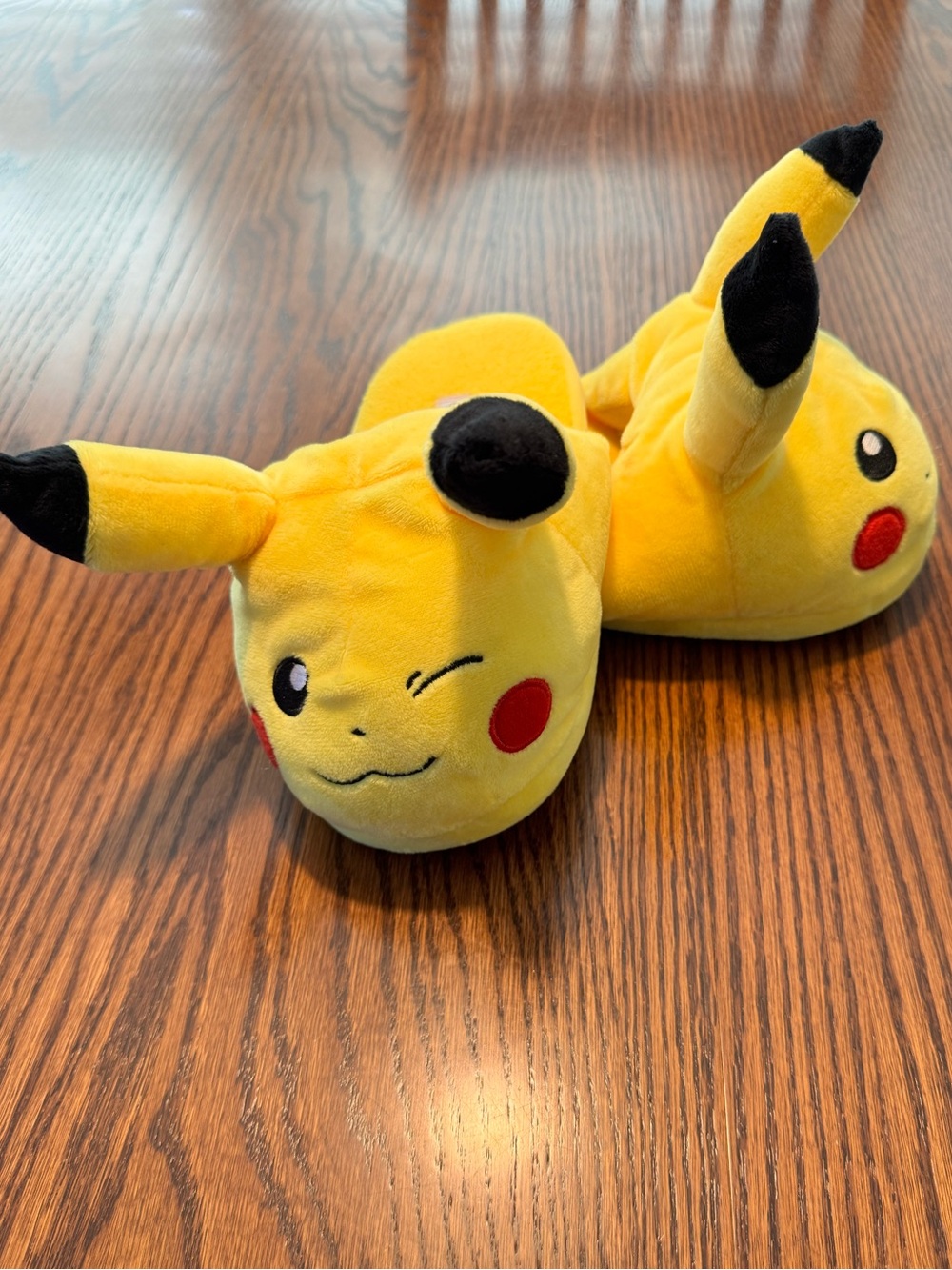 Pokemon Pikachu Plush Slippers - Yellow with Black & Red Accents
